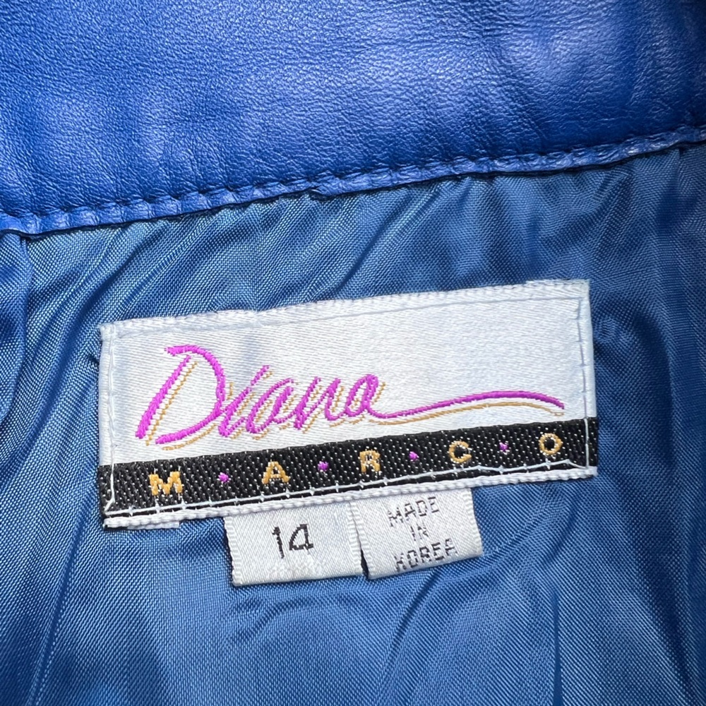 Diana Marco 💯 Leather Chic Blue Pencil Skirt Size 14 - Picture 4 of 5